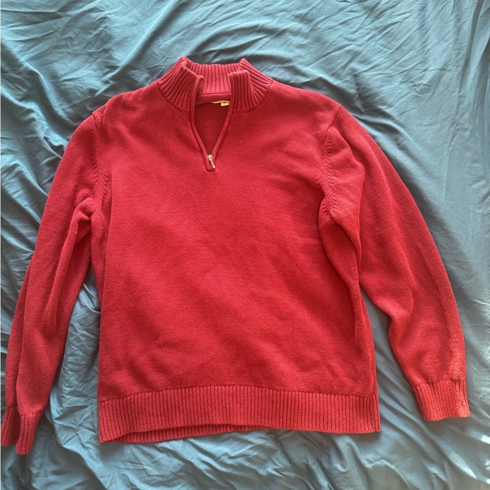 Goodthreads 100% Cotton Quarter Zip Sweater Red XL